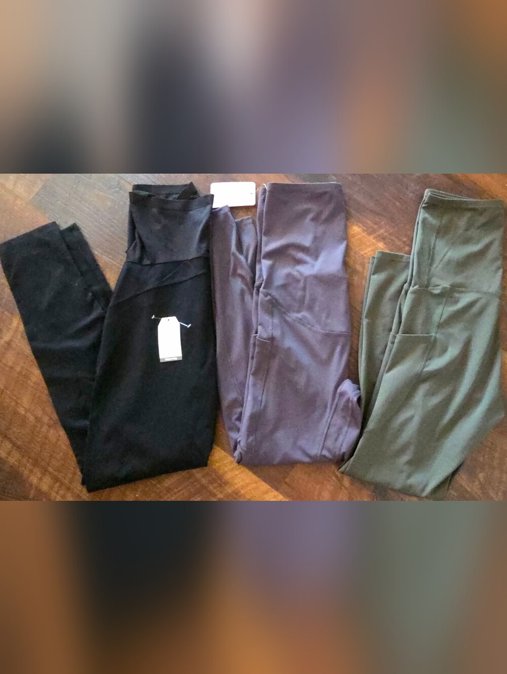 Women's Maternity Leggings - 3 Pairs -  Black, Gray, Olive